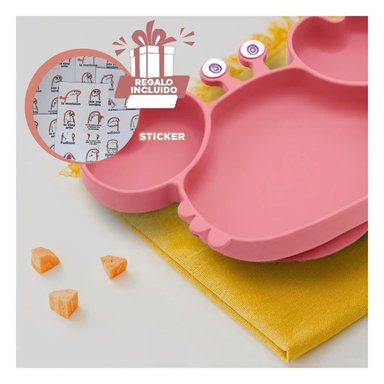 PACK4 PLATO EN FORMA DE CANGREJO EN ROSADO Y+REGALO STICKERS