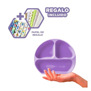 PACK6 TAZON DE COMIDA DE BEBE EN LILA Y+PAPEL DE REGALO
