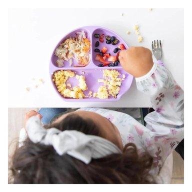 PACK2 PLATO CON SEGURIDAD EN LILA Y+REGALO STICKERS