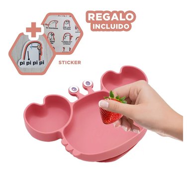 PACK6 VAJILLA UTIL BEBE EN ROSA OSCURO Y+REGALO STICKERS