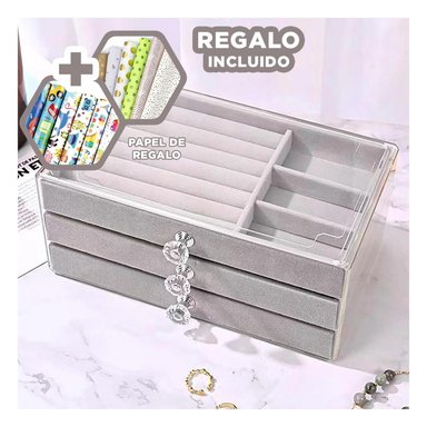 PACK12 GUARDAJOYAS DE 3 NIVELES EN PLOMO Y+PAPEL DE REGALO