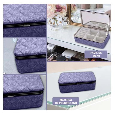 PACK4 JOYERO MINIMALISTA CON ESPEJO LILA Y+REGALO STICKERS