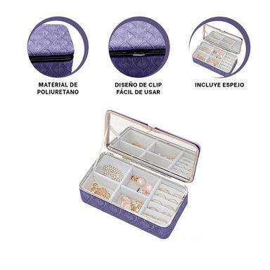 PACK2 JOYERO 16X8.5X5.5 CM EN COLOR LILA Y+REGALO STICKERS