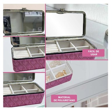 PACK4 JOYERO MINIMALISTA CON ESPEJO ROSAD Y+REGALO STICKERS