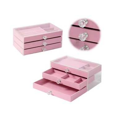 PACK2 JOYERO MINIMALISTA EN ROSADO Y+PAPEL DE REGALO