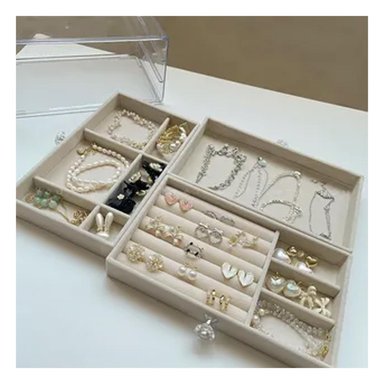 PACK4 JOYERO PARA ARETES DE 3 CAJONES BEIG Y+REGALO STICKERS