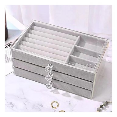 PACK4 CAJA PARA GUARDAR JOYAS ELEGANTE EN COLOR PLOMO