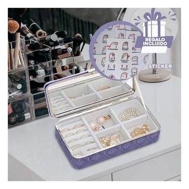 PACK12 ESTUCHE MODERNO CON ESPEJO EN LILA Y+REGALO STICKERS