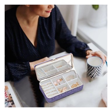 PACK6 ESTUCHE JOYERO PRACTICO CON ESPEJO EN COLOR LILA