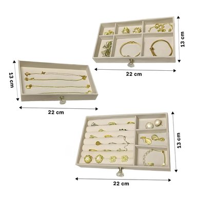 PACK2 JOYERO DE 3 DIVISIONES COMPACTO BEIG Y+REGALO STICKERS