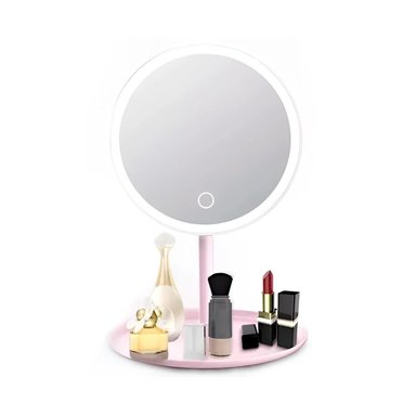 PACK2 ESPEJO TACTIL CIRCULAR CON LUCES LED DE COLOR ROSADO