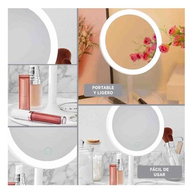 PACK4 ESPEJO DE MAQUILLAJE LED EN BLANCO Y+REGALO STICKERS