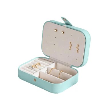 PACK4 CAJA PARA GUARDAR COLLARES Y ANILLOS EN CELESTE