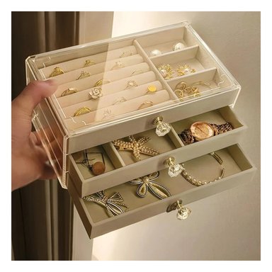 PACK6 CAJA DINAMICA PARA ARETES Y ANILLOS EN TONO BEIGE