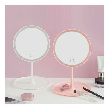 PACK6 ESPEJO ESTETICO LED TACTIL CIRCULAR ROSADO CON SENSOR FRONTAL Y+REGALO STICKER - 3