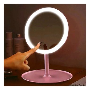PACK6 ESPEJO ESTETICO LED TACTIL CIRCULAR ROSADO CON SENSOR FRONTAL Y+REGALO STICKER - 5