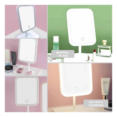PACK4 ESPEJO DE MAQUILLAJE LED EN BLANCO Y+REGALO STICKERS
