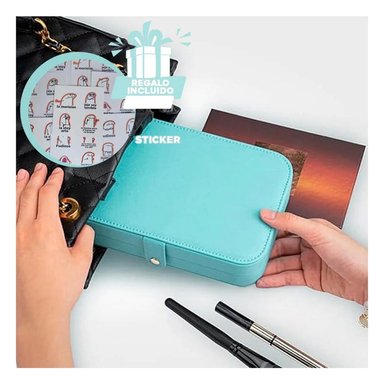 PACK6 CAJA PARA JOYAS DE CUERO EN CELESTE Y+REGALO STICKERS