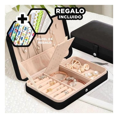 PACK12 JOYERO MODELO ORGANIZADOR EN NEGRO Y+PAPEL DE REGALO