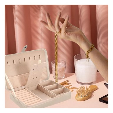 PACK12 JOYERO ORGANIZADOR PARA SENORITAS DE COLOR BEIGE