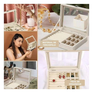 PACK4 JOYERO CLASIFICADOR EN COLOR BEIGE Y+REGALO STICKERS