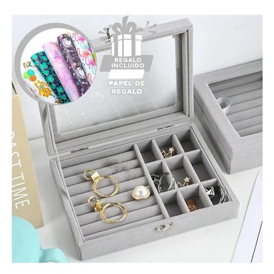PACK6 CAJA ORGANIZADORA EN GRIS Y+PAPEL DE REGALO