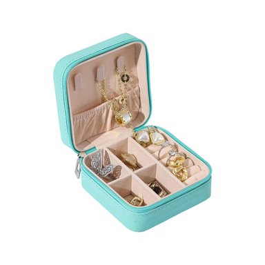 PACK4 ORGANIZADOR DE JOYAS MINI PORTATIL VERDE DISEÑO MINIMALISTA Y+PAPEL REGALO - 3