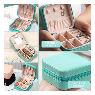 PACK4 CAJA PARA JOYAS MINI PORTATIL VERDE RESISTENTE Y PRACTICA Y+REGALO STICKER - 2