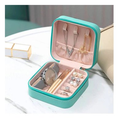 PACK4 CAJA PARA JOYAS MINI PORTATIL VERDE RESISTENTE Y PRACTICA Y+REGALO STICKER - 5