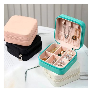 PACK2 CAJA PARA JOYAS MINI PORTATIL VERDE PARA TOCADOR Y ESCRITORIO - 5