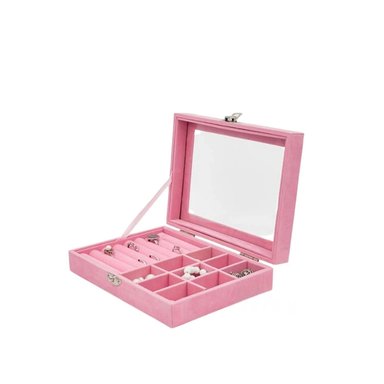 PACK2 JOYERO MODERNO PARA DAMA ROSA Y+PAPEL DE REGALO