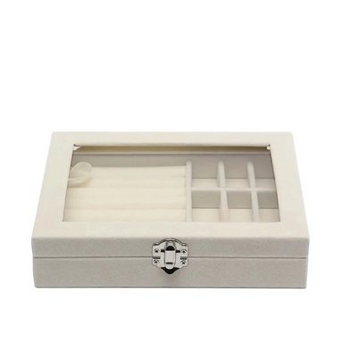 PACK6 ORGANIZADOR DE JOYAS MULTIFUNCIONAL BEIGE CON COMPARTIMIENTOS INTERNOS Y+REGALO STICKER - 2