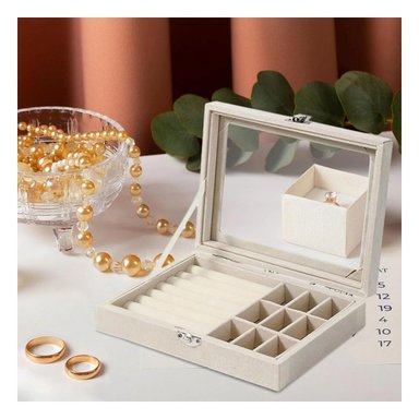 PACK6 COFRE PARA JOYAS MULTIFUNCIONAL BEIGE PARA REGALO ESPECIA - 5