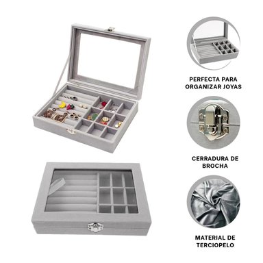 PACK2 JOYERO CLASIFICADOR EN COLOR GRIS Y+REGALO STICKERS