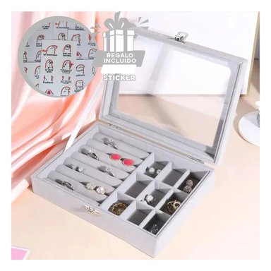 PACK12 JOYERO CLASIFICADOR EN COLOR GRIS Y+REGALO STICKERS