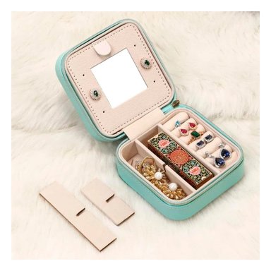 PACK12 ORGANIZADOR DE JOYAS MINI PORTATIL VERDE CON INTERIOR SUAVE - 3