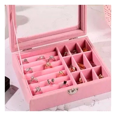 PACK12 ORGANIZADOR DE JOYAS MULTIFUNCIONAL ROSADO CON COMPARTIMIENTOS INTERNOS - 2