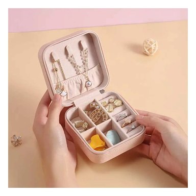PACK4 MINI JOYEROS PORTATILES ROSADO PIEL CON ESPACIOS PARA RELOJES Y ANILLOS - 2