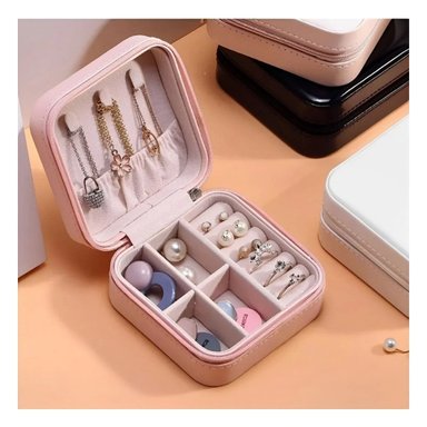 PACK4 MINI JOYEROS PORTATILES ROSADO PIEL CON ESPACIOS PARA RELOJES Y ANILLOS - 5