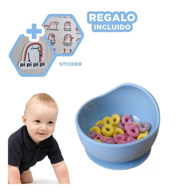 PACK4 PLATO Y CUBIERTO RESISTENTE CELESTE Y+REGALO STICKERS