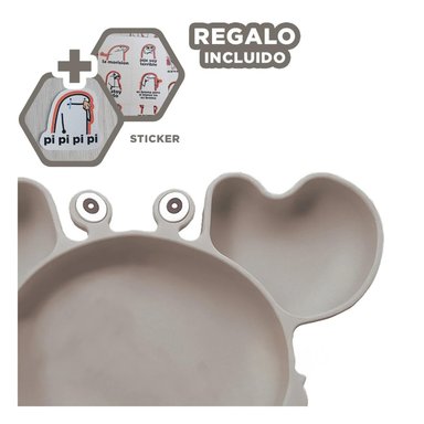 PACK6 VAJILLA UTIL PARA BEBE EN PLOMO Y+REGALO STICKERS