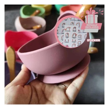 PACK4 PLATO Y CUBIERTO RESISTENTE ROSA Y+REGALO STICKERS