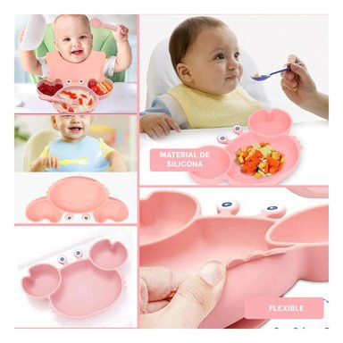 PACK4 VAJILLA DINAMICA UTIL PARA BEBES EN ROSADO