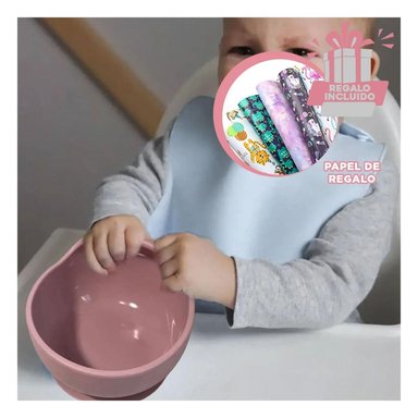 PACK6 KIT DE PLATO Y CUCHARA ROSA OSCURO Y+PAPEL DE REGALO