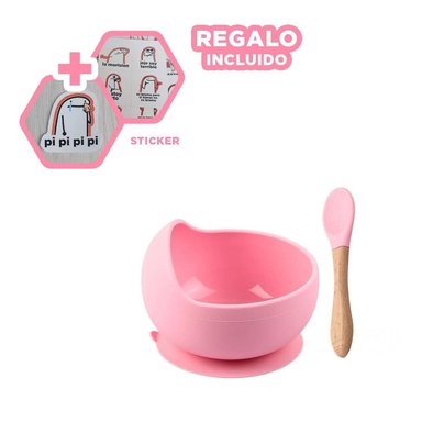 PACK4 PLATO DE MESA HIPOALERGENICO ROSADO Y+REGALO STICKERS