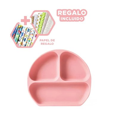 PACK6 TAZON DE COMIDA DE BEBE EN ROSADO Y+PAPEL DE REGALO