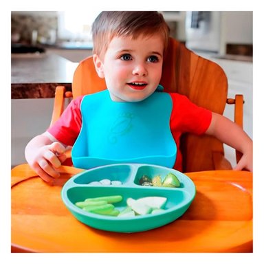 PACK2 PLATO INFANTIL CON DIVISIONES CELEST Y+PAPEL DE REGALO