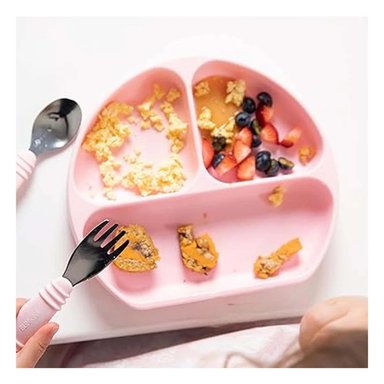 PACK2 PLATO CON SEGURIDAD EN ROSADO Y+REGALO STICKERS