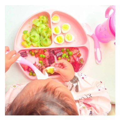 PACK2 PLATO DE SILICONA DE 3 DIVISIONES PARA BEBE EN ROSADO