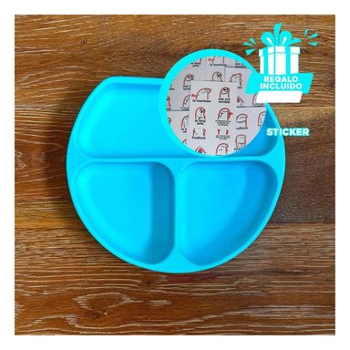 PACK4 PLATO INFANTIL CON DIVISIONES CELEST Y+REGALO STICKERS